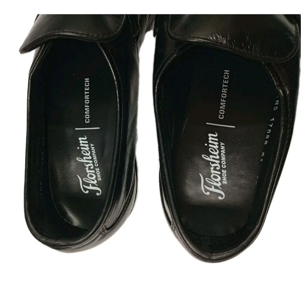 Florsheim Comfortech Dress Shoes Mens 8.5 D Black Loafer Leather Moc Toe Casual